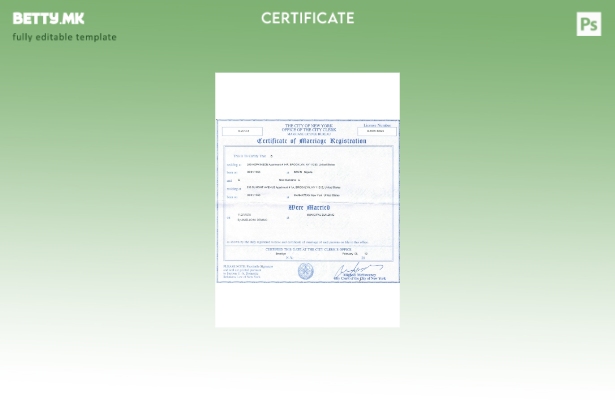 Модерен стил САД Њујорк шаблон за потврда за регистрација на брак